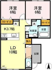 ラグランジュ D(2LDK/1階)の間取り写真