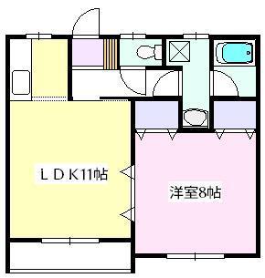 リバーサイドチダA(1LDK/1階)の間取り写真