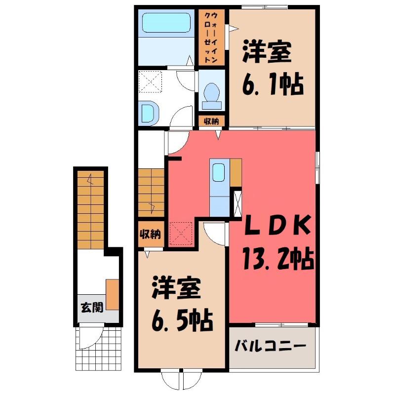 エスポワールIII(2LDK/2階)の間取り写真