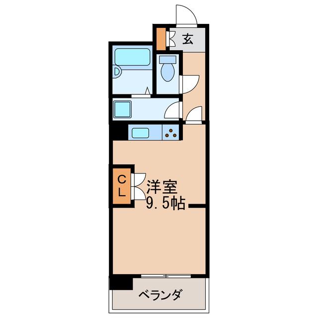 ライオンズマンション徳川(ワンルーム/2階)の間取り写真