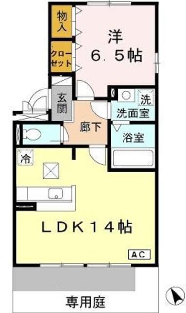 プロスペラール(1LDK/1階)の間取り写真
