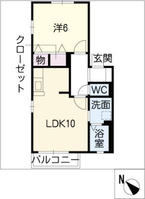 フェリーチェC棟(1LDK/2階)の間取り写真