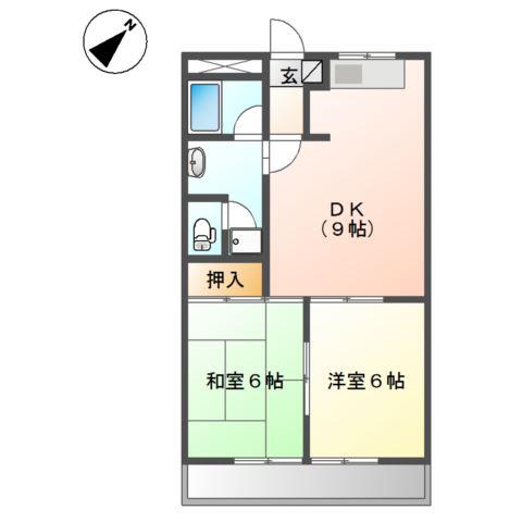 エイトハウスB(2DK/1階)の間取り写真