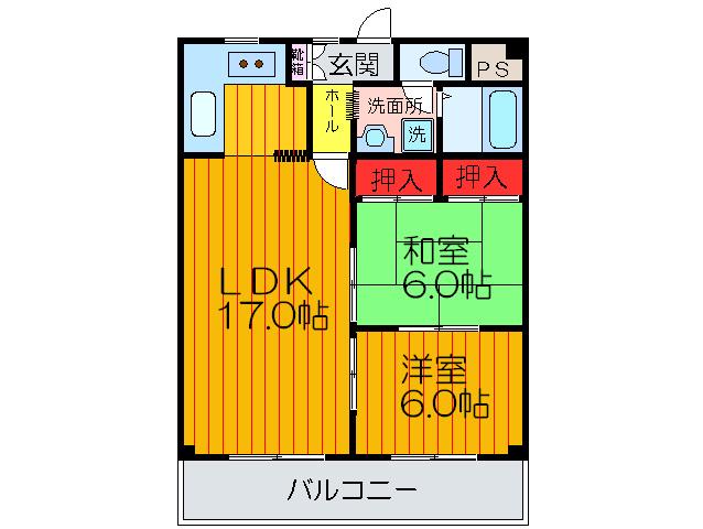 第2クラウンマンション(2LDK/3階)の間取り写真