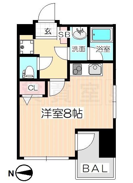 LASANTE東別院(ワンルーム/2階)の間取り写真