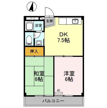 ガーデンハイツ山本(2DK/1階)の間取り写真