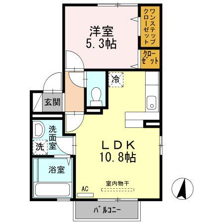ベルドミール(1LDK/2階)の間取り写真