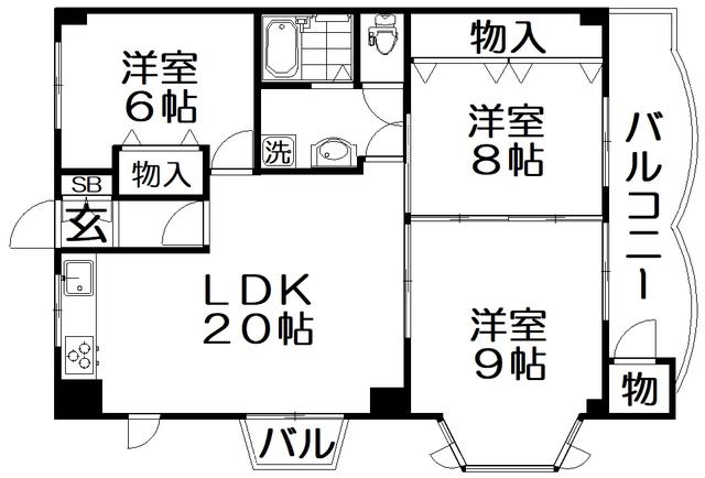 香里ニューハイツNO.3(3LDK/7階)の間取り写真