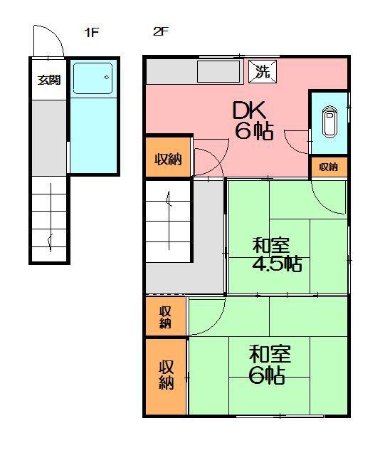 宮澤アパート(2DK/2階)の間取り写真