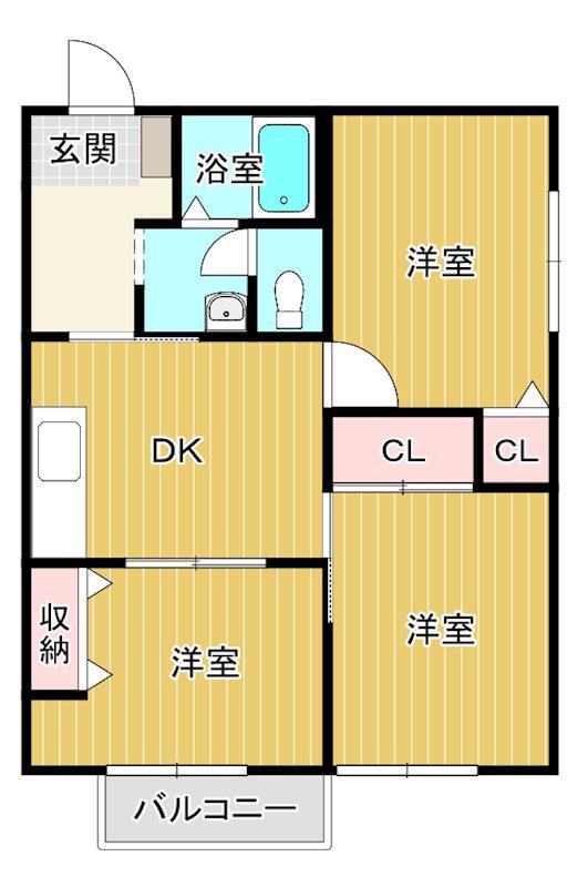 オータムハイツ(3DK/2階)の間取り写真