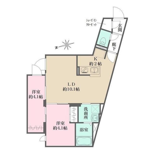 グローリオシェルト杉並方南町(2LDK/2階)の間取り写真