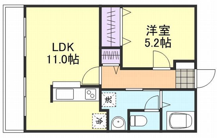 シティハイム吉岡B棟(1LDK/2階)の間取り写真