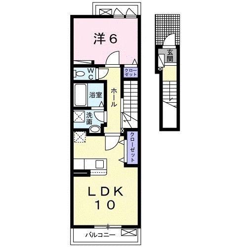 ボヌール(1LDK/2階)の間取り写真