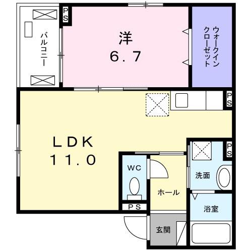 ロチェスドール(1LDK/2階)の間取り写真