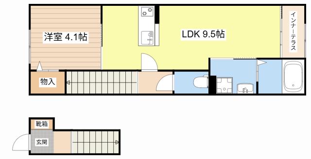草津市草津3丁目アパート(1LDK/2階)の間取り写真