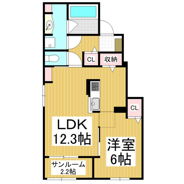 ロジュマン ココティエIII(1LDK/1階)の間取り写真