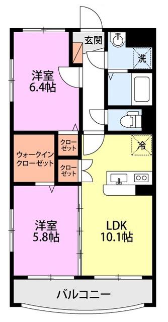 エトワール蘭(2LDK/2階)の間取り写真