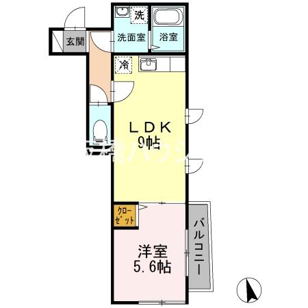 グリーンコート(1LDK/1階)の間取り写真