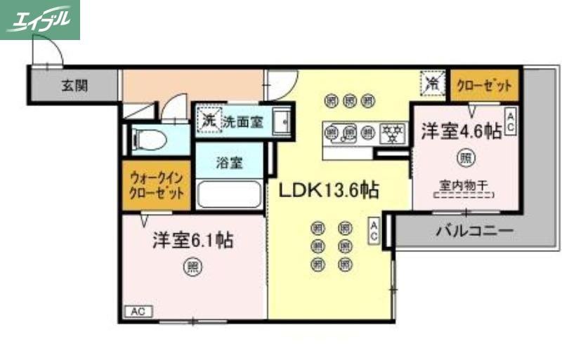 トリシア西崎本町(2LDK/2階)の間取り写真