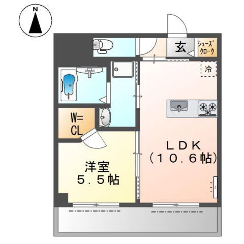 グランディール(1LDK/2階)の間取り写真