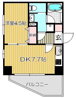 レジデンシャルスター武蔵小山(1DK/8階)の間取り写真