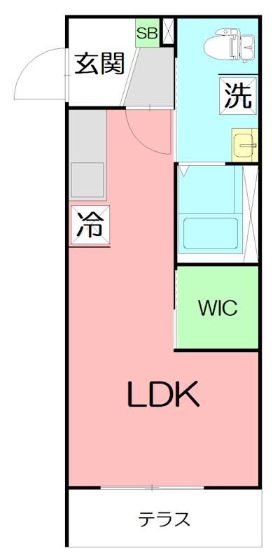サザンクロス東海大学(ワンルーム/1階)の間取り写真