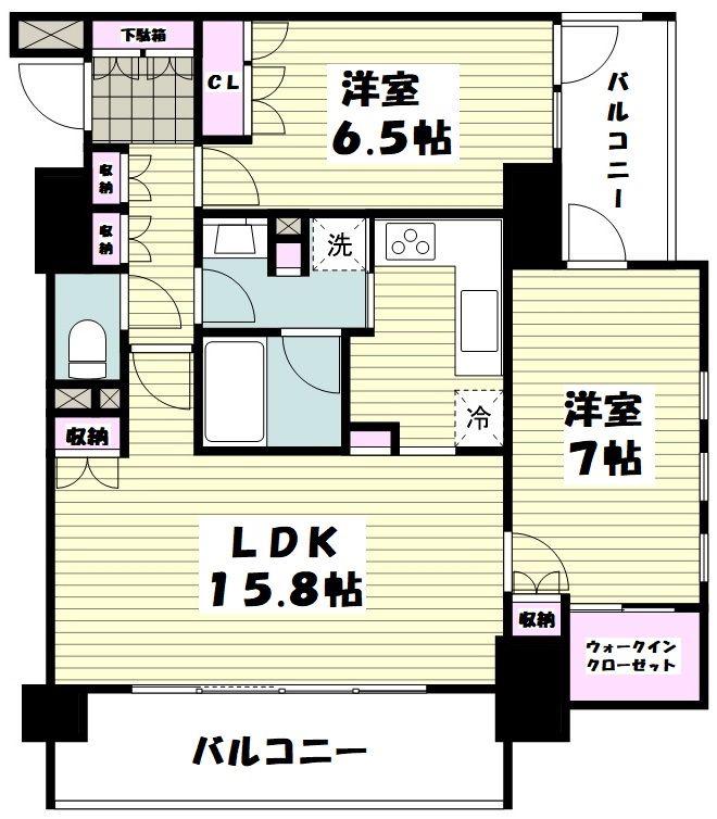 クリオ横浜西口弐番館(2LDK/6階)の間取り写真