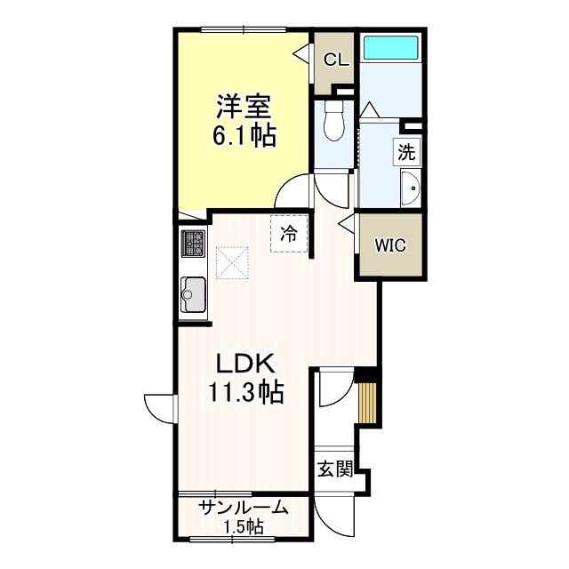 @HOME 吉祥寺通(1LDK/1階)の間取り写真