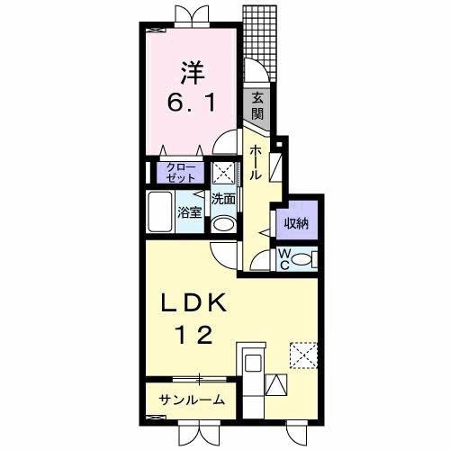 パラダリア C(1LDK/1階)の間取り写真