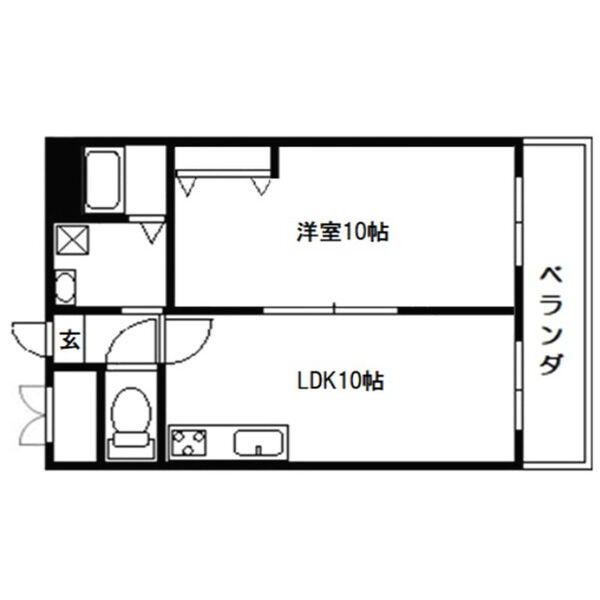 ライオンズマンション靭公園(1LDK/7階)の間取り写真