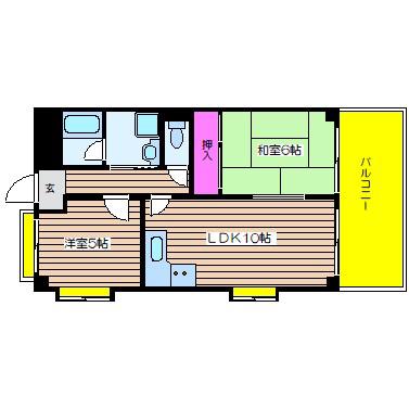 ヒカリ21(2LDK/9階)の間取り写真