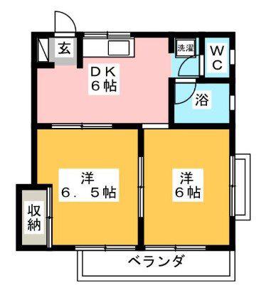 三樹ハイツ天川(2DK/2階)の間取り写真