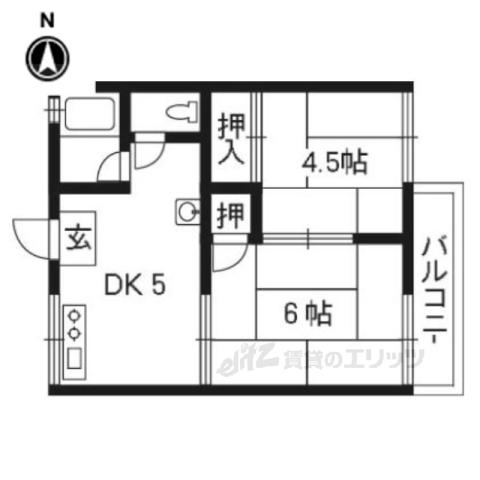 巽ハイツ(2DK/2階)の間取り写真