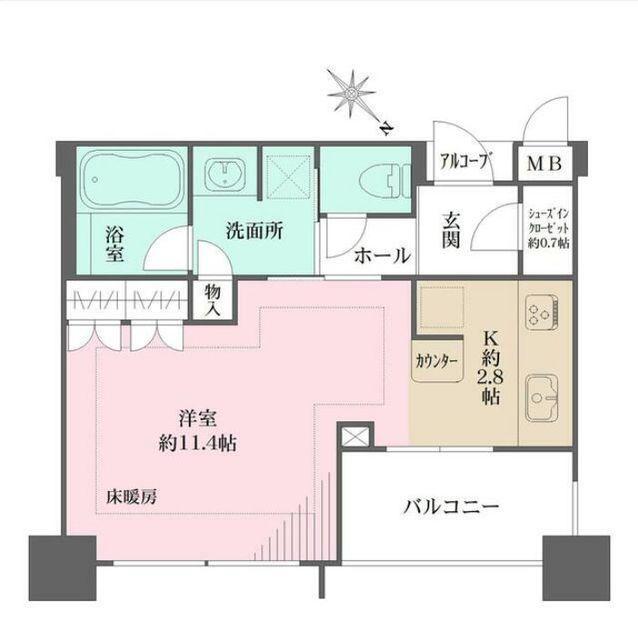 リーデンススクエア桜木町(ワンルーム/2階)の間取り写真