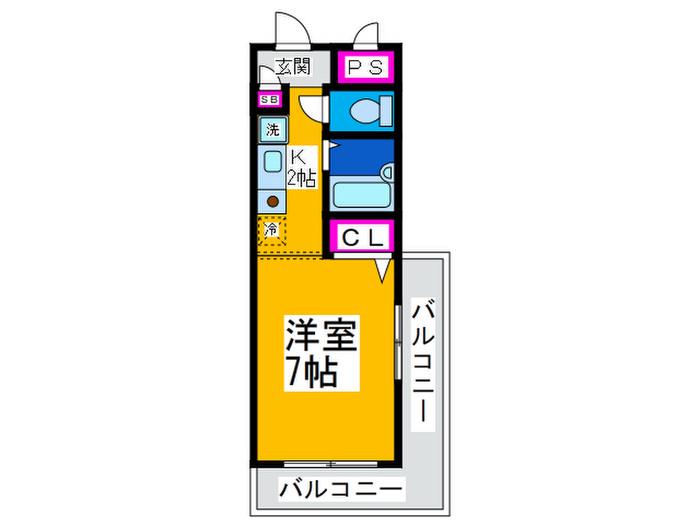 フレンドビラ三国ヶ丘(1K/4階)の間取り写真