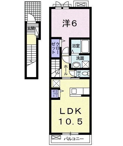 カリーノIII(1LDK/2階)の間取り写真