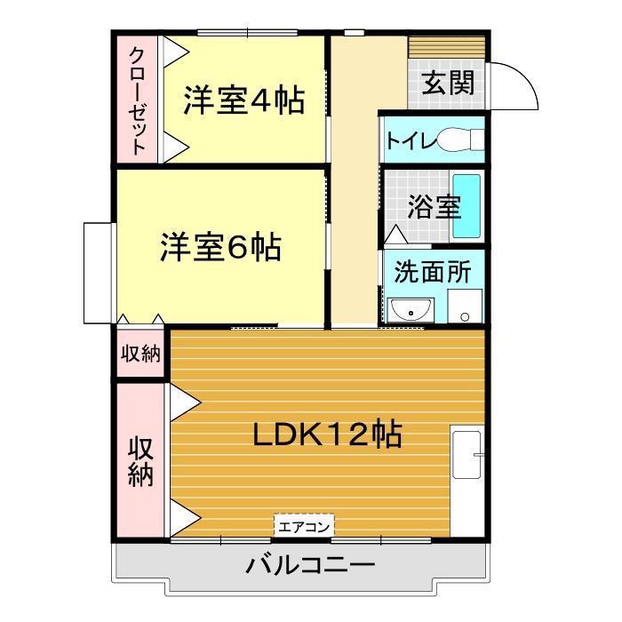 サンラフレ長府(2LDK/2階)の間取り写真