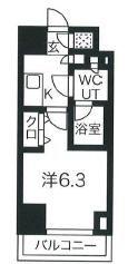 スパシエヴァロル品川荏原(1K/7階)の間取り写真
