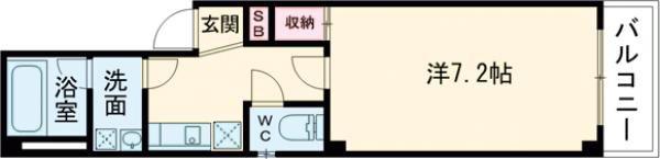 シャンティ神戸三宮(1K/4階)の間取り写真