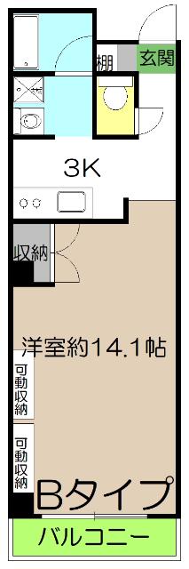 金子橋マンション(1K/4階)の間取り写真