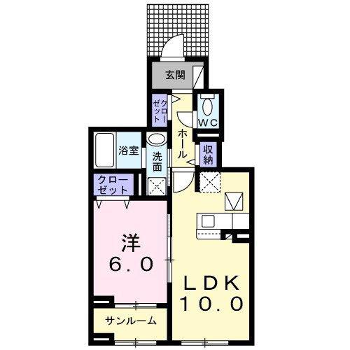 シャルマンビップII(1LDK/1階)の間取り写真