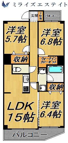 アンビエンテ泉(3LDK/11階)の間取り写真