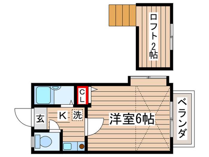 プレイン昭代(1K/2階)の間取り写真
