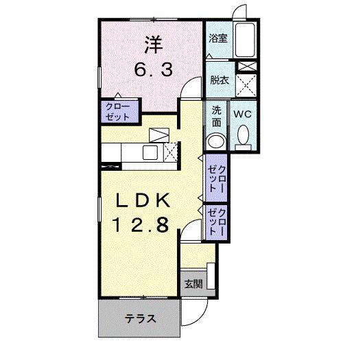 クレメントE(1LDK/1階)の間取り写真