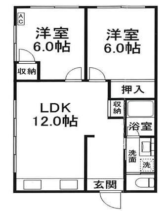パークサイド(2LDK/1階)の間取り写真