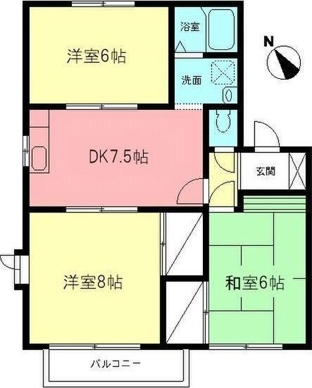 サミットハイムB(2LDK/2階)の間取り写真