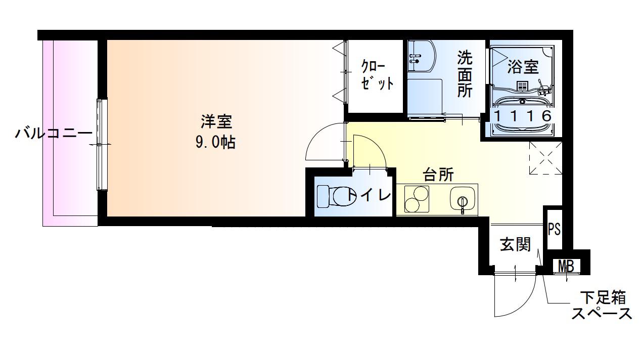 フジパレス南清水町サウス(1K/2階)の間取り写真