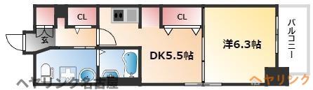 エステムプラザ名古屋駅前プライムタワー(1DK/9階)の間取り写真