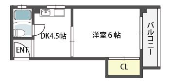 フェリシエ池田(1DK/5階)の間取り写真