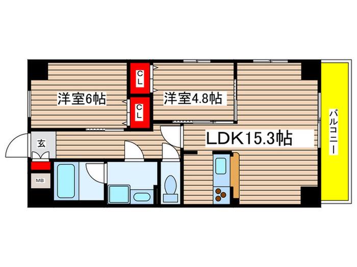 GRAN DUKE 千代田(2LDK/3階)の間取り写真